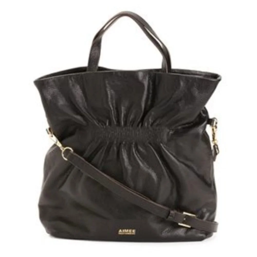 AIMEE KESTENBERG New 5th Avenue TOTE Shoulder Handbag Purse Leather BLACK 🎉HP